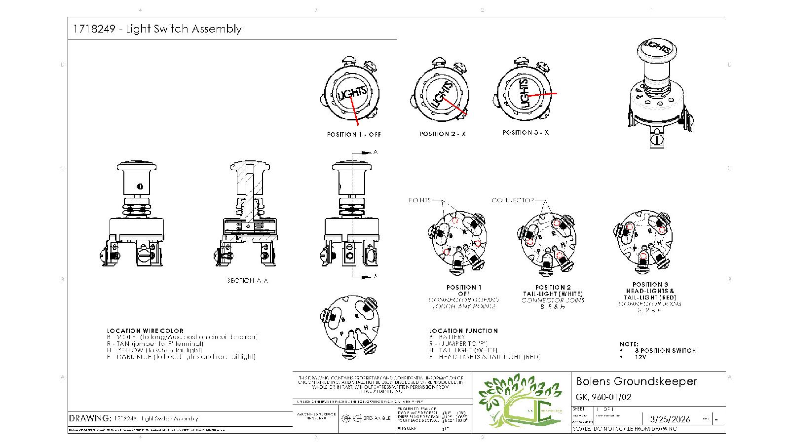 1718249 Light Switch Assembly & Operation